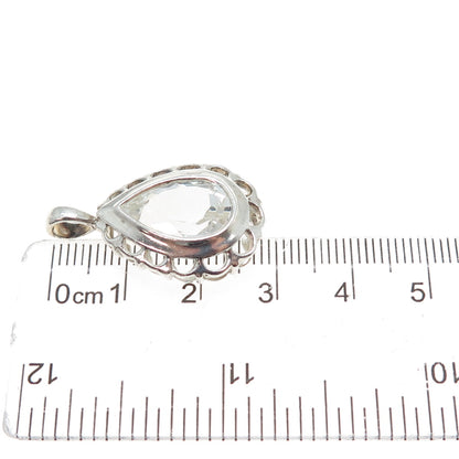 CLYDE DUNEIER CID 925 Sterling Silver Vintage Real White Topaz Charm Pendant