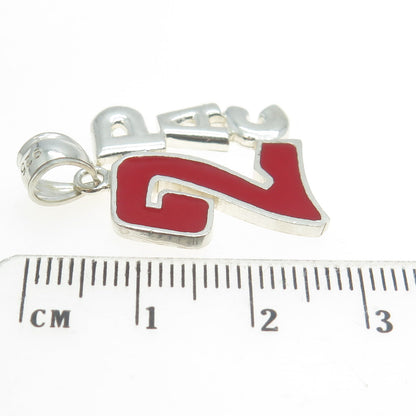 925 Sterling Silver Vintage Red Enamel "2PAC" Pendant