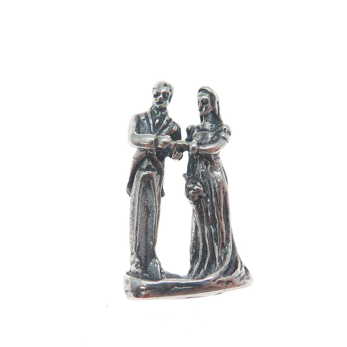 GRIFFITH & SONS CO 925 Sterling Silver Vintage Wedding Oxidized Slide Pendant