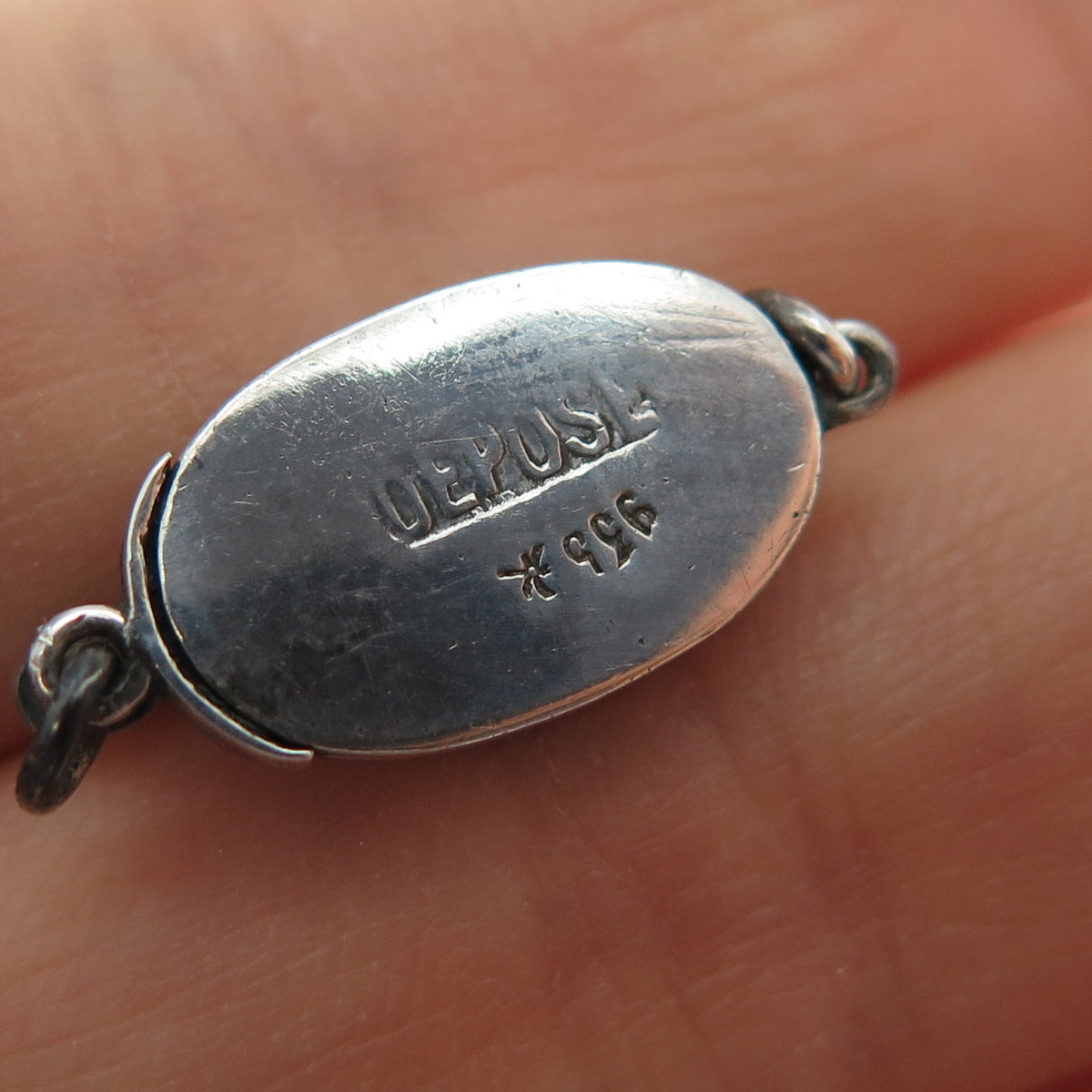 DEPOSE 935 Silver Antique Enamel Real Marcasite Bracelet / Necklace Box Lock