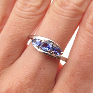 Chuck Clemency 925 Sterling Silver Real Oval-Cut Tanzanite Ring Size 8.25