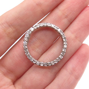 925 Sterling Silver Round-Cut C Z Circle of Life Slide Pendant