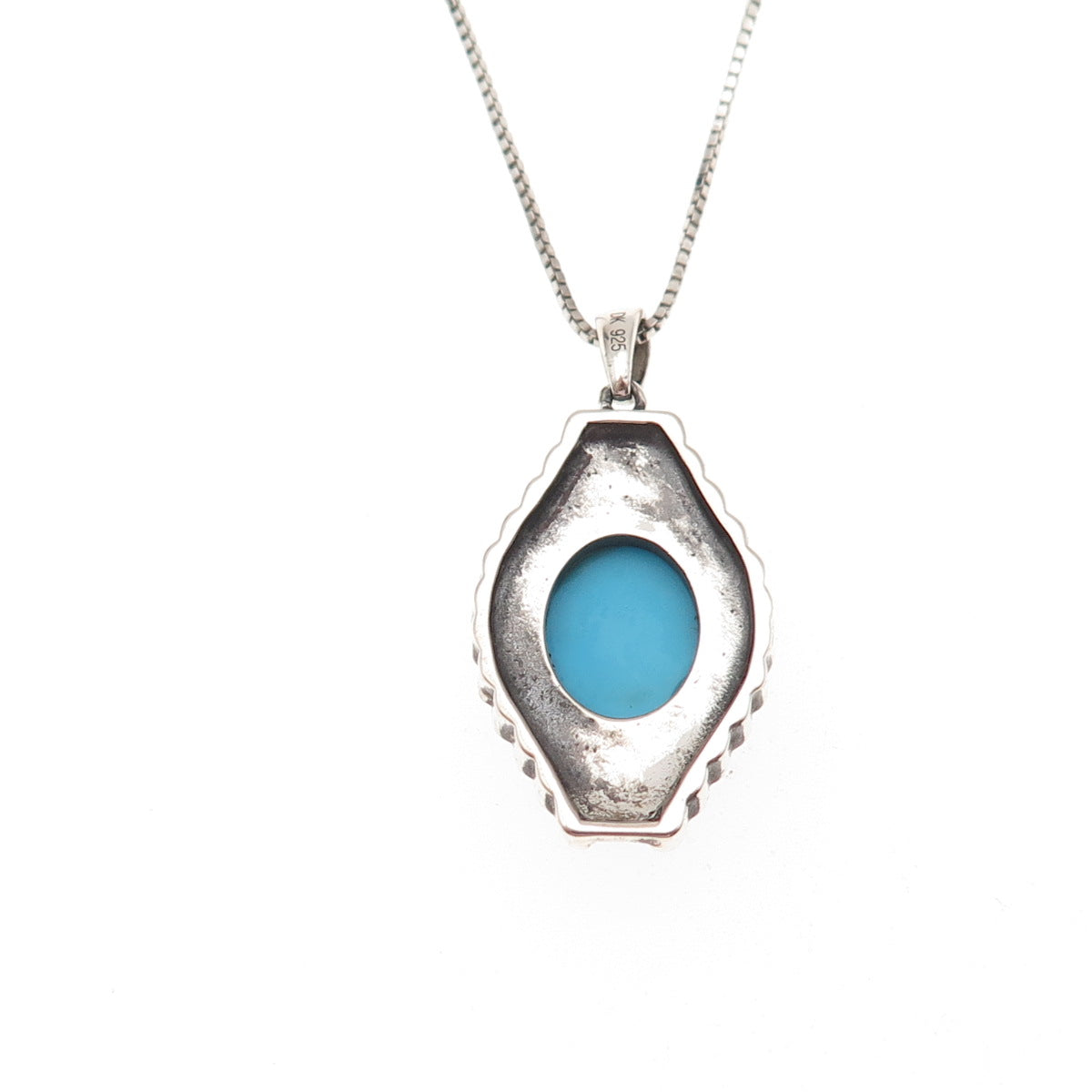 925 Sterling Silver Real Sleeping Beauty Turquoise Box Chain Necklace 18-20"