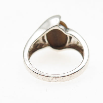 Michelle Albala Sterling Silver Vintage Real Tiger Eye Oxidized Ring Size 7.25