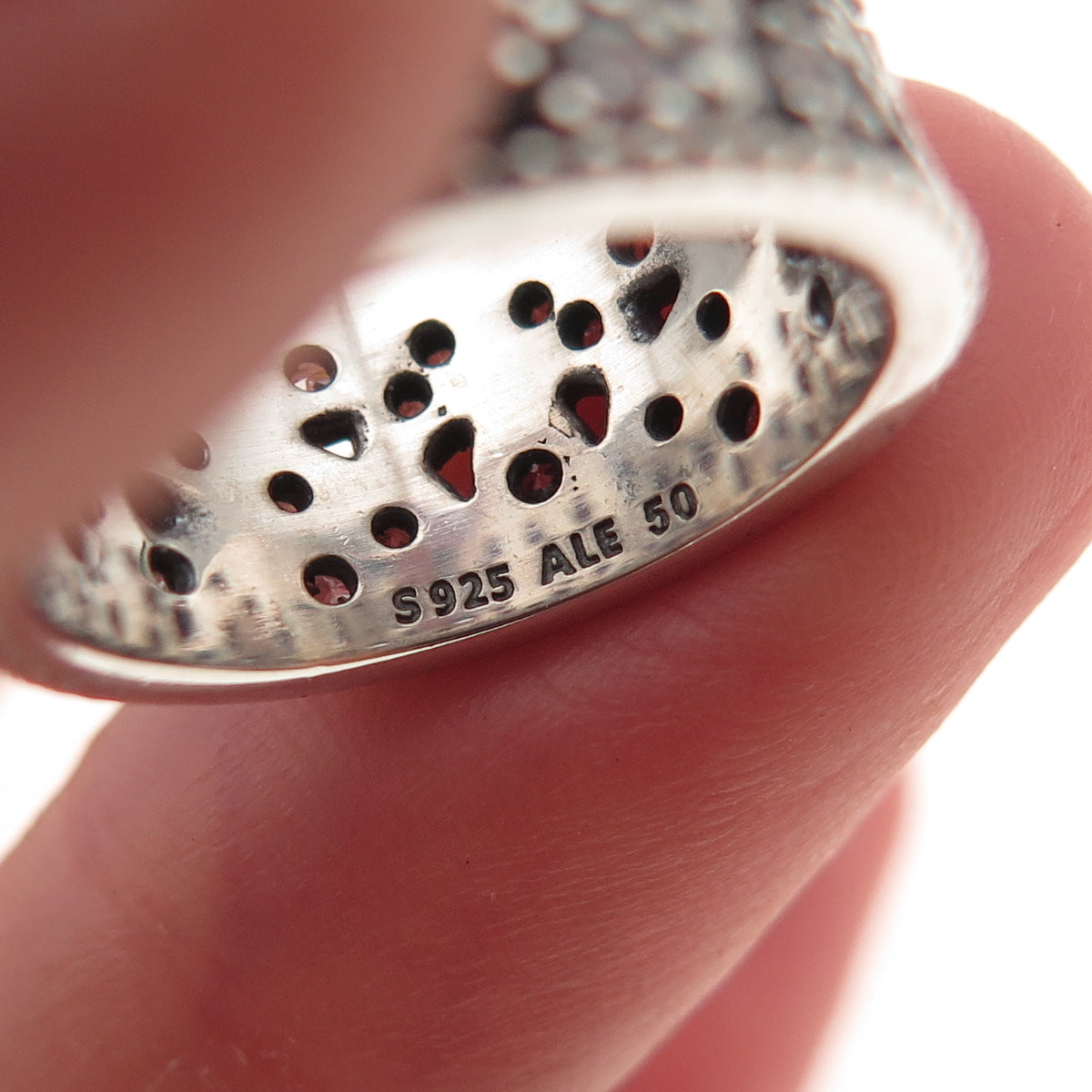 Pandora 925 Sterling Silver Round-Cut C Z Shimmering Leaves Ring Size 5.5