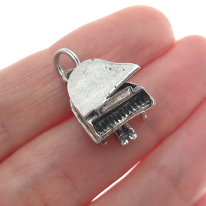 JEWELART 925 Sterling Silver Vintage Piano Oxidized Minimalist 3D Charm Pendant