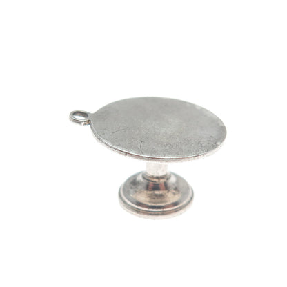 925 Sterling Silver Antique Art Deco Table Minimalist 3D Charm Pendant