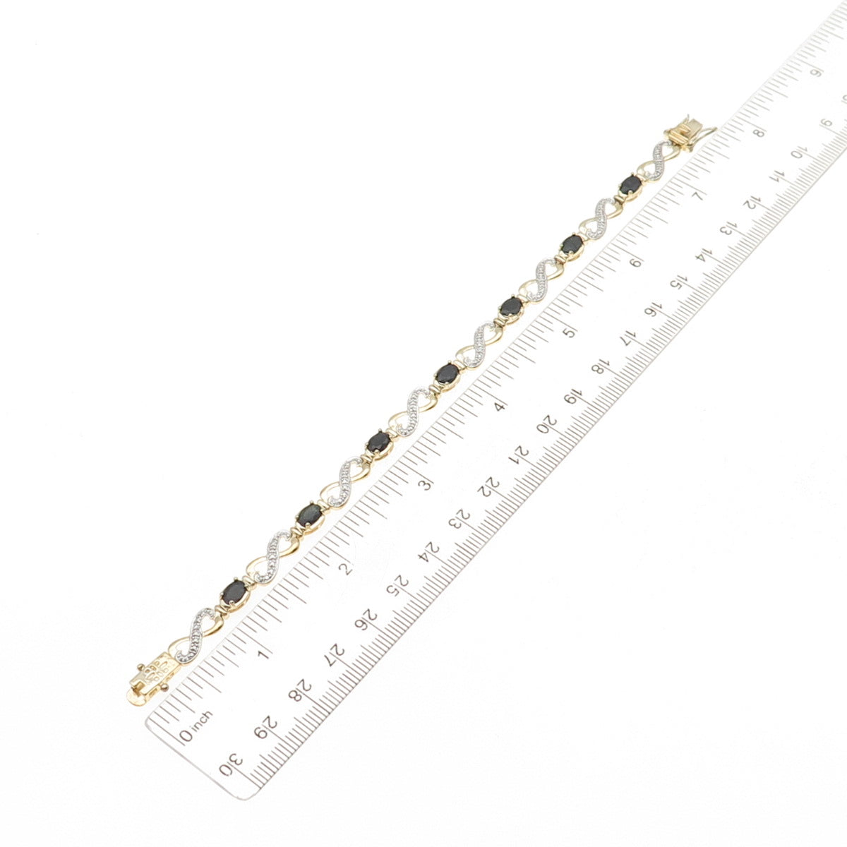 Ross Simons Sterling Gold Plated Diamond Accent Sapphire Infinity Bracelet 7.5"