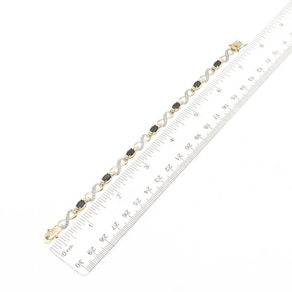 Ross Simons Sterling Gold Plated Diamond Accent Sapphire Infinity Bracelet 7.5"