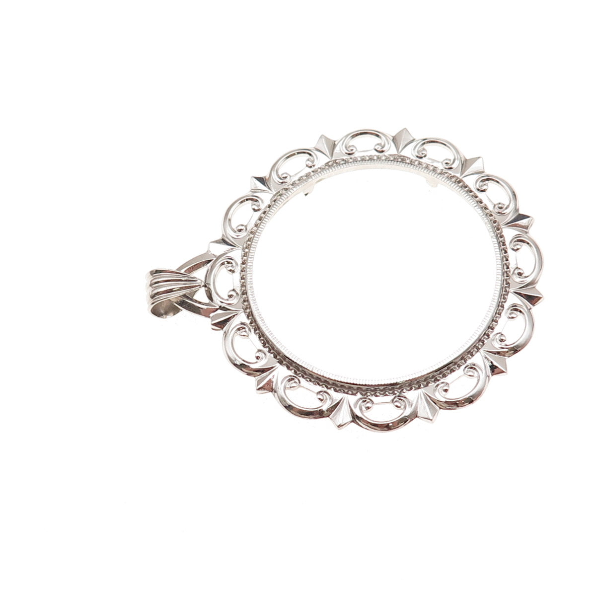 Rand & Paseka 925 Sterling Silver Vintage Morgan Coin Frame Holder Pendant