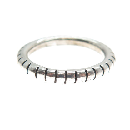 VERSANI 925 Sterling Silver Vintage Stackable Ribbed Band Ring Size 8.25