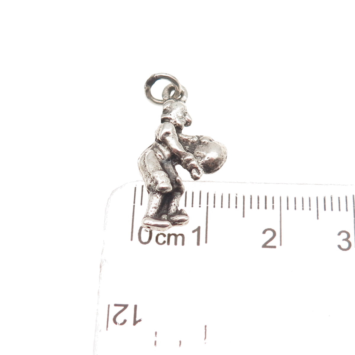 925 Sterling Antique Art Deco Matador Bull Fighter Oxidized Mini Charm Pendant