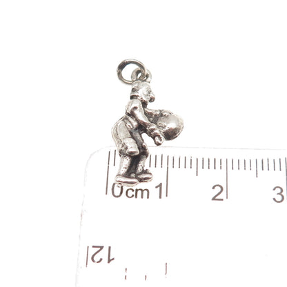 925 Sterling Antique Art Deco Matador Bull Fighter Oxidized Mini Charm Pendant