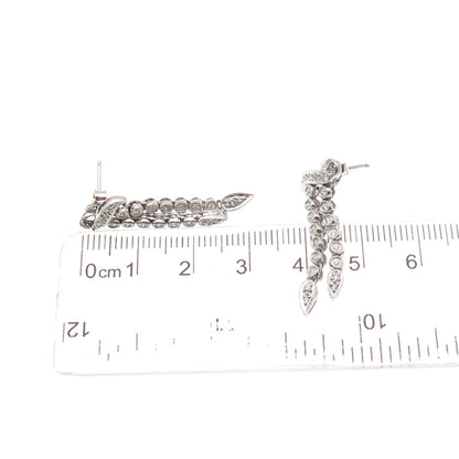 925 Sterling Silver Round-Cut C Z Dangle Earrings