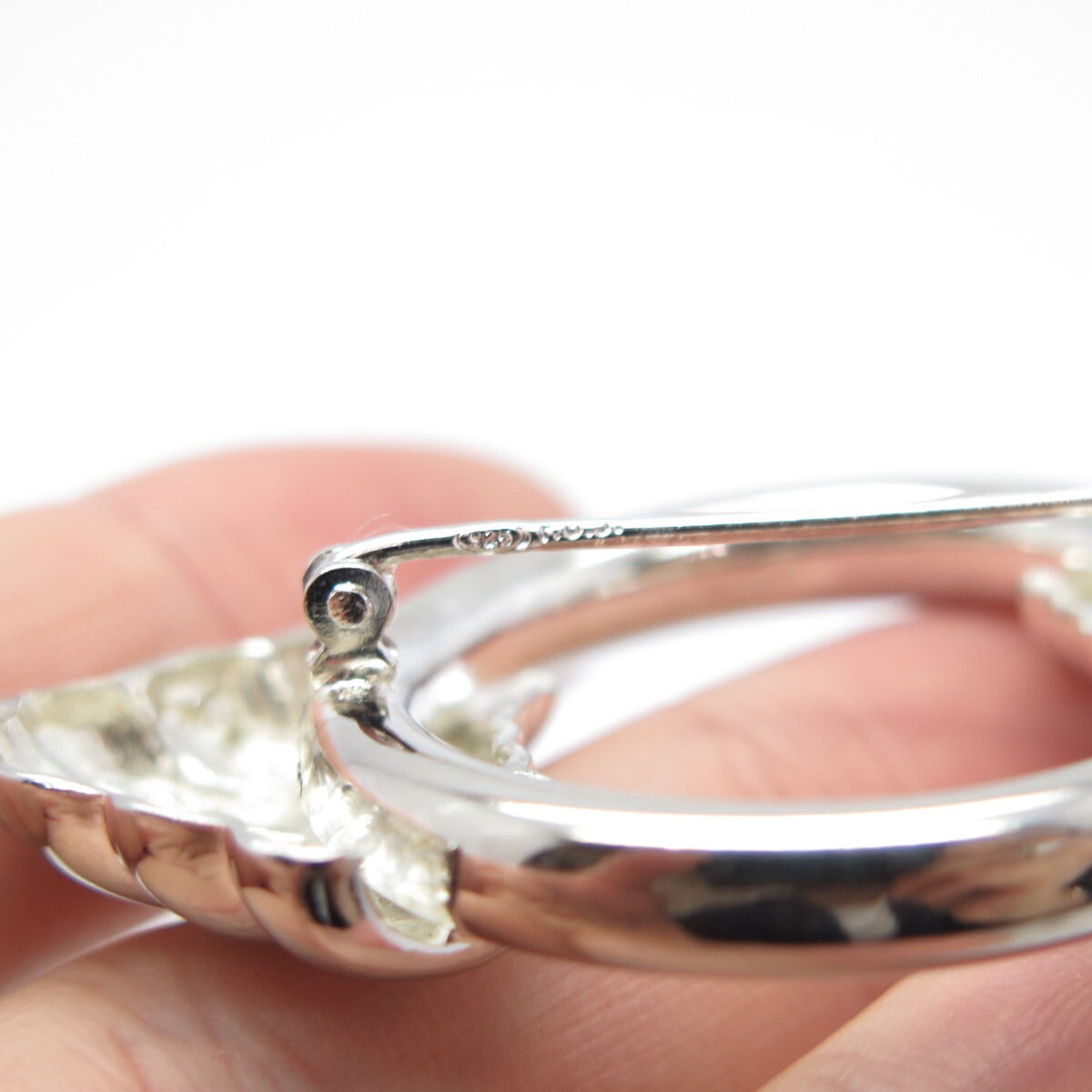 925 Sterling Silver Vintage Ribbed Modernist Pin Brooch