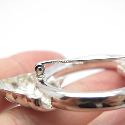 925 Sterling Silver Vintage Ribbed Modernist Pin Brooch