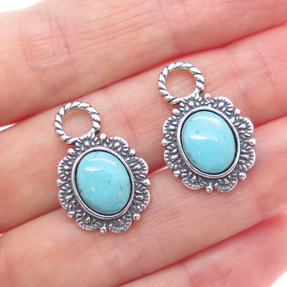 CAROLYN POLLACK Old Pawn 925 Sterling Silver Vintage Turquoise Jacket Earrings