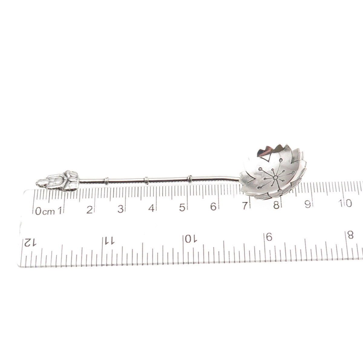 950 Silver Antique Japan Buddha Bamboo Coffee Spoon