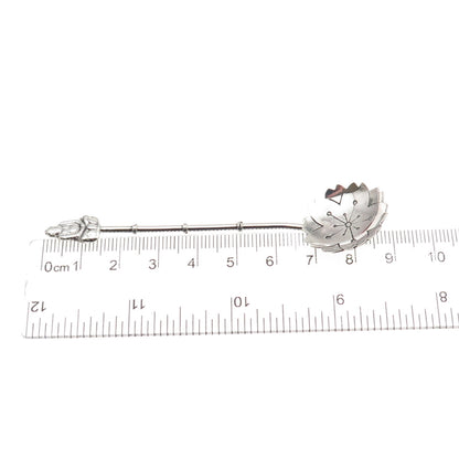 950 Silver Antique Japan Buddha Bamboo Coffee Spoon