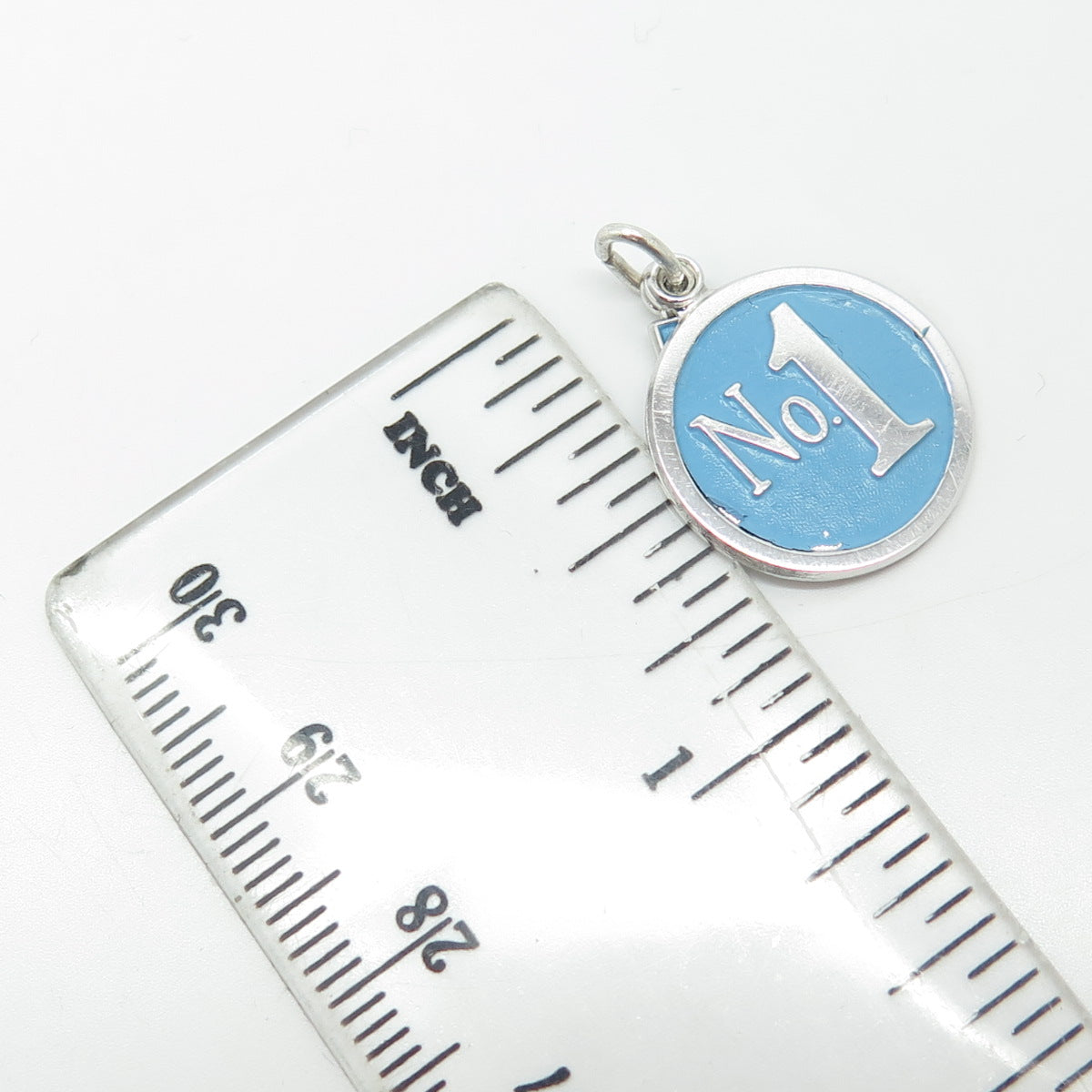 GRIFFITH & SONS Sterling Silver Vintage Enamel We're Number One Round Pendant