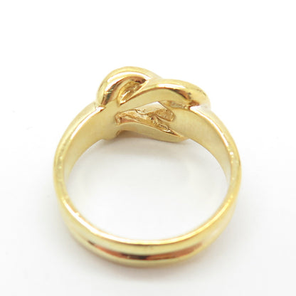 925 Sterling Silver Gold Plated Knot Loop Ring Size 8.25
