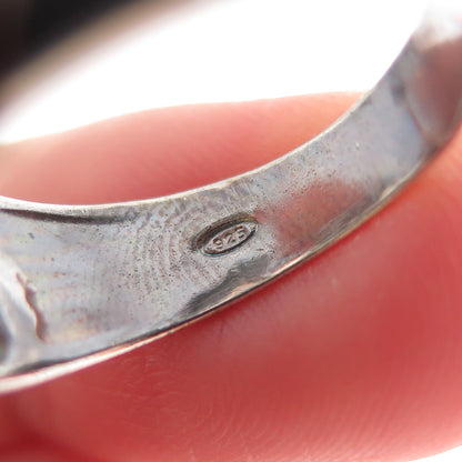 925 Sterling Silver Vintage Italy Modernist Zig Zag Oxidized Ring Size 8