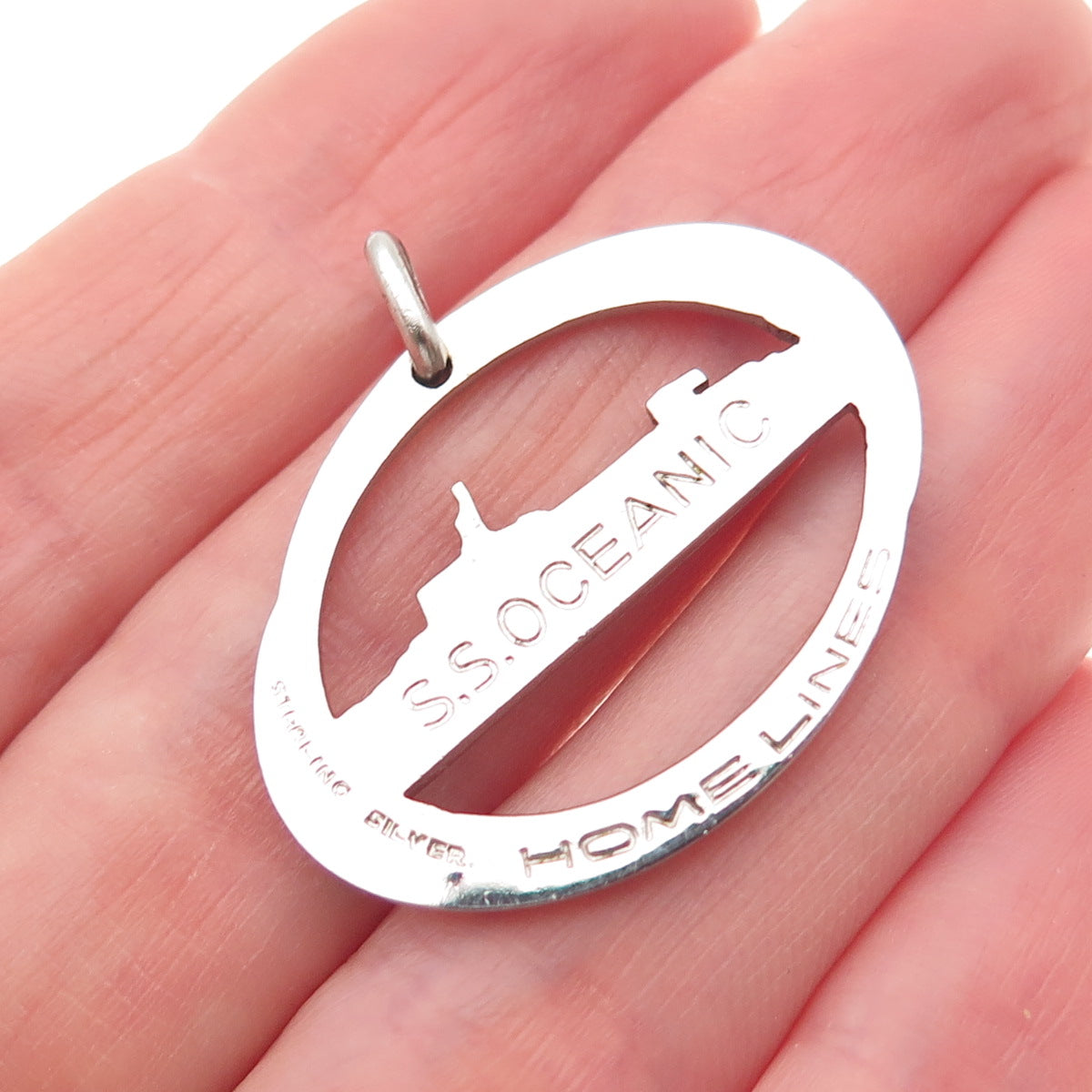 925 Sterling Silver Vintage S.S. Oceanic Cruise Ship Charm Pendant