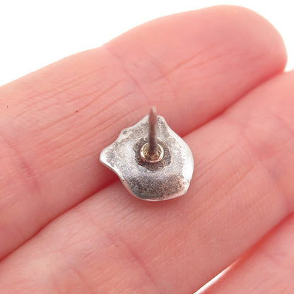 925 Sterling Silver Vintage Real Sapphire Shield Oxidized Tie Tack / Lapel Pin