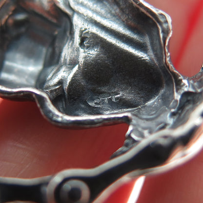 925 Sterling Silver Vintage Skull Biker Oxidized Pendant