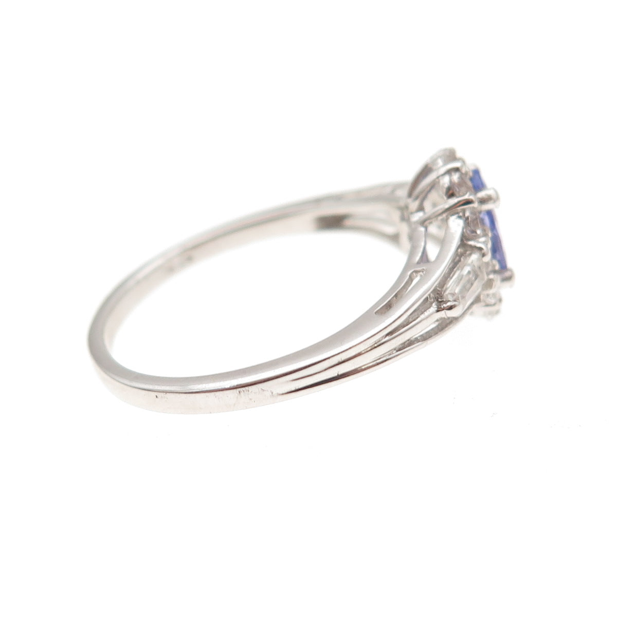 Chuck Clemency 925 Sterling Silver Real Tanzanite & White Topaz Ring Size 8.25
