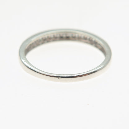 JH YOUNG 925 Sterling Silver Round-Cut C Z Half Eternity Band Ring Size 8.5