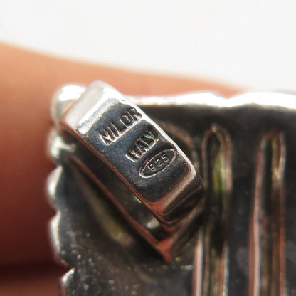 925 Sterling Silver Vintage Italy Milor Real Black Onyx Gemstone Slide Pendant