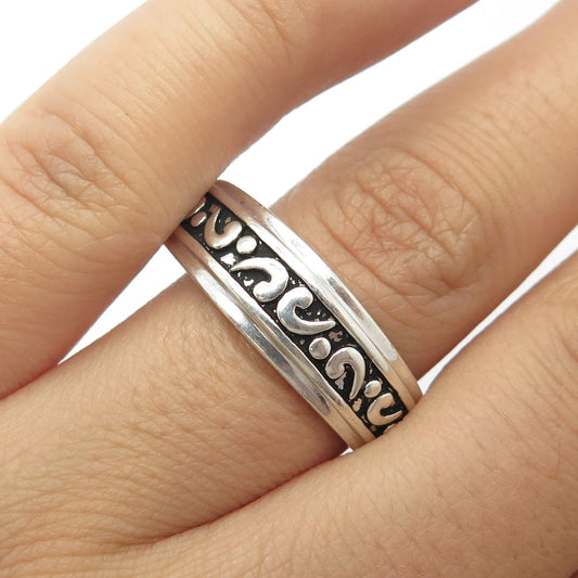 925 Sterling Silver Vintage Ornament Band Ring Size 10.5