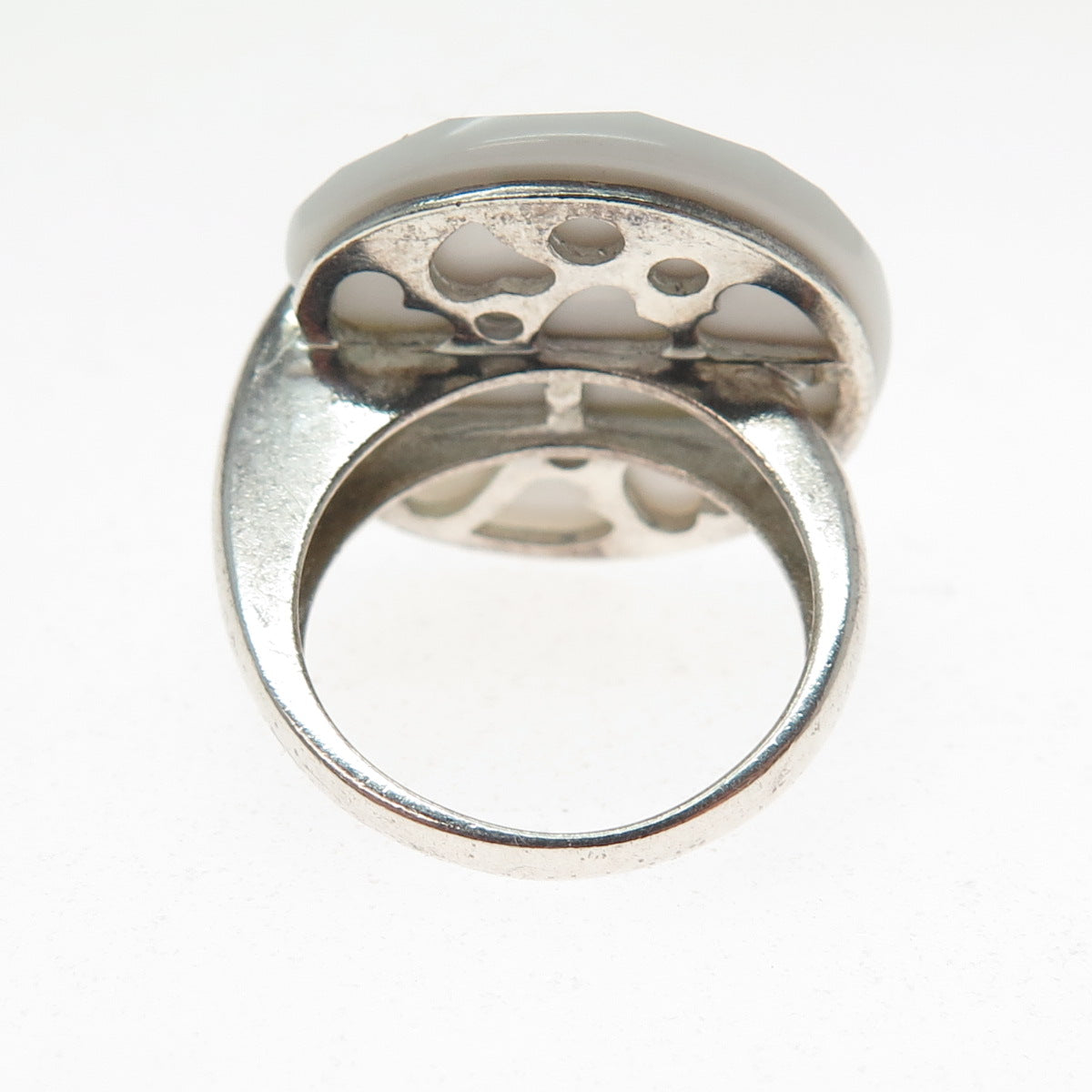 JCM Jacmel Mauritius Sterling Silver Vintage Italy Real White Onyx Ring Size 5.5