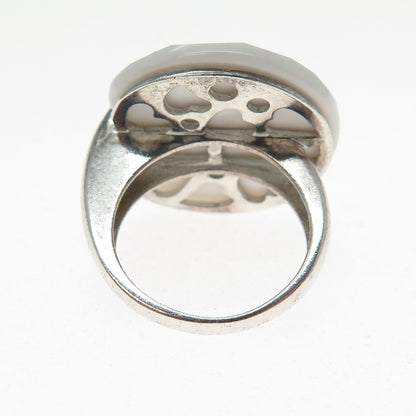 JCM Jacmel Mauritius Sterling Silver Vintage Italy Real White Onyx Ring Size 5.5