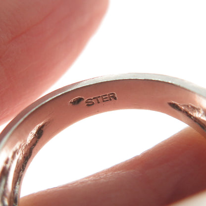 925 Sterling Silver Vintage Modernist Twisted Oxidized Ring Size 6.25