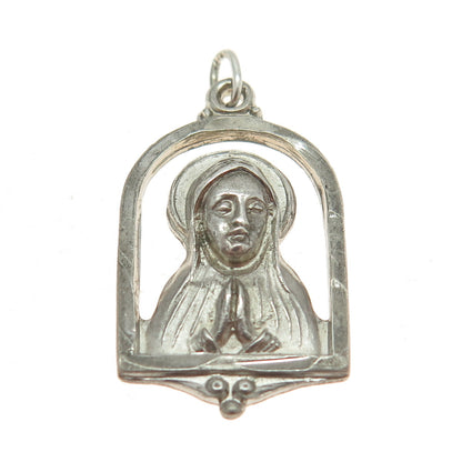 925 Sterling Silver Antique Art Deco St. Mary & Baby Jesus Religious Pendant