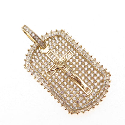 925 Sterling Silver Gold Plated C Z Crucifix Cross Pendant