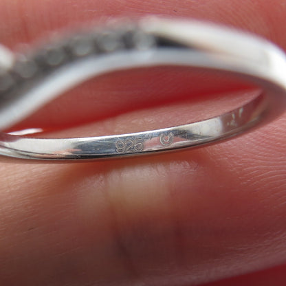925 Sterling Silver Round-Cut C Z Wavy Promise Ring Size 6.75