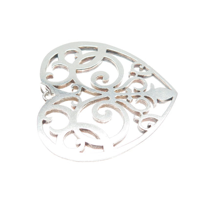 925 Sterling Silver Vintage Ornate Heart Charm Pendant