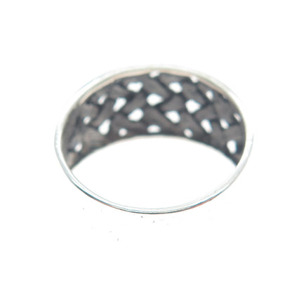 925 Sterling Silver Vintage Woven Oxidized Ring Size 8.25