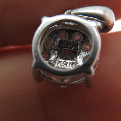 KRN KIRAN 925 Sterling Silver Real Round-Cut Diamond Minimalist Charm Pendant