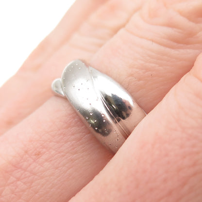 925 Sterling Silver Vintage Modernist Crisscross Oxidized Ring Size 7