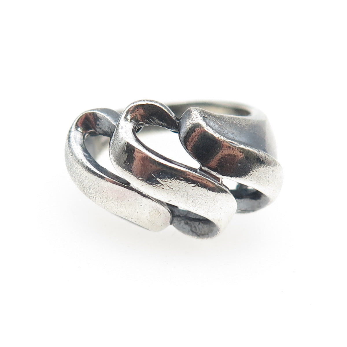 925 Sterling Silver Vintage Modernist Oxidized Ring Size 6.75