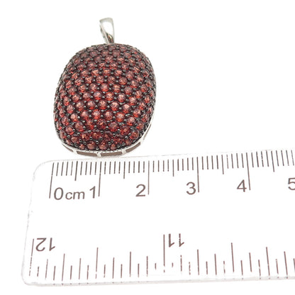 925 Sterling Silver Round-Cut Red C Z Charm Pendant