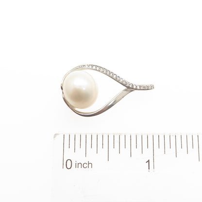 925 Sterling Silver Real Pearl & C Z Infinity Minimalist Pendant