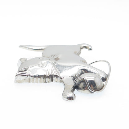 LANG 925 Sterling Silver Antique Art Deco Playing Cat Pin Brooch