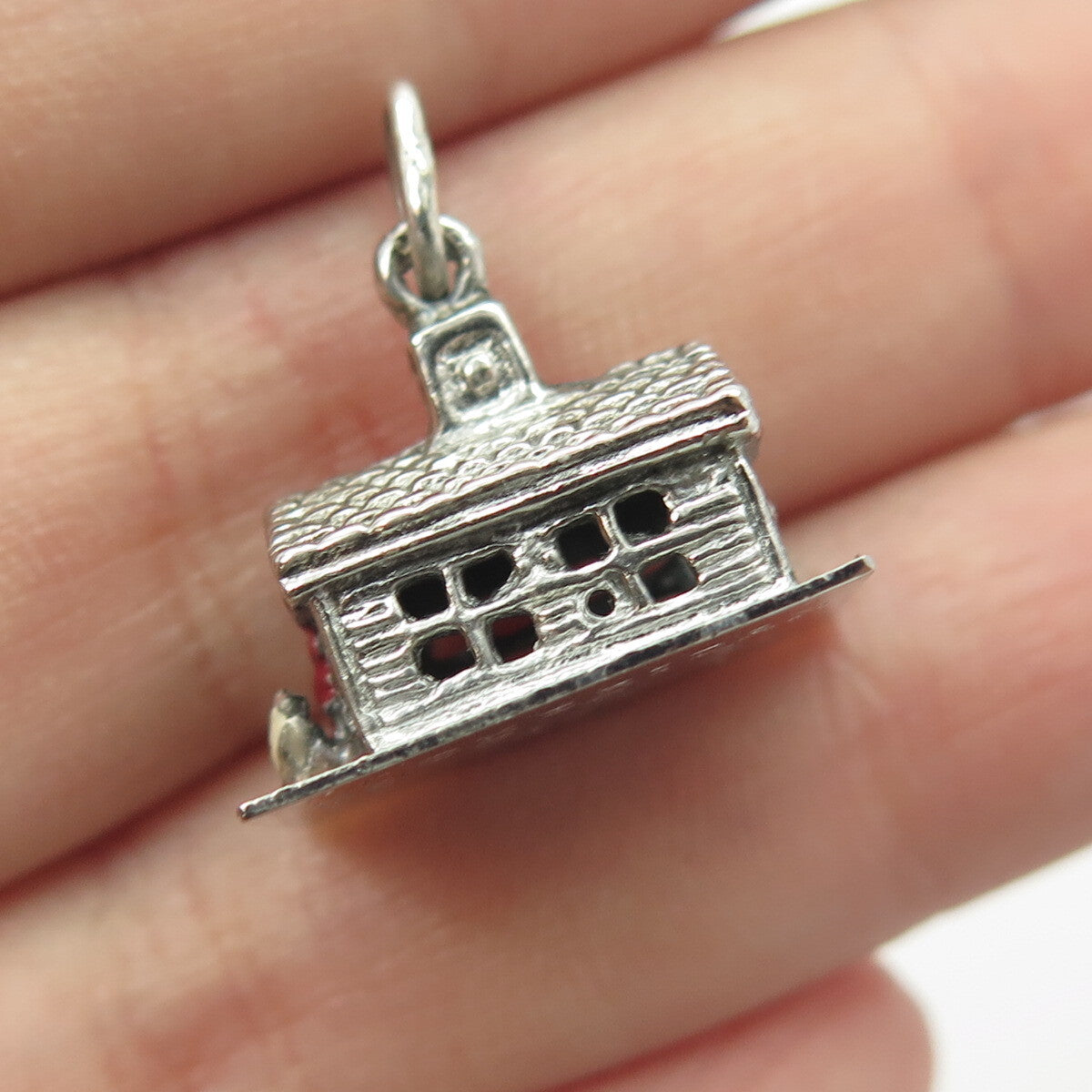 M&M 925 Sterling Silver Vintage Enamel Sheridan Terrace PTA School Pendant