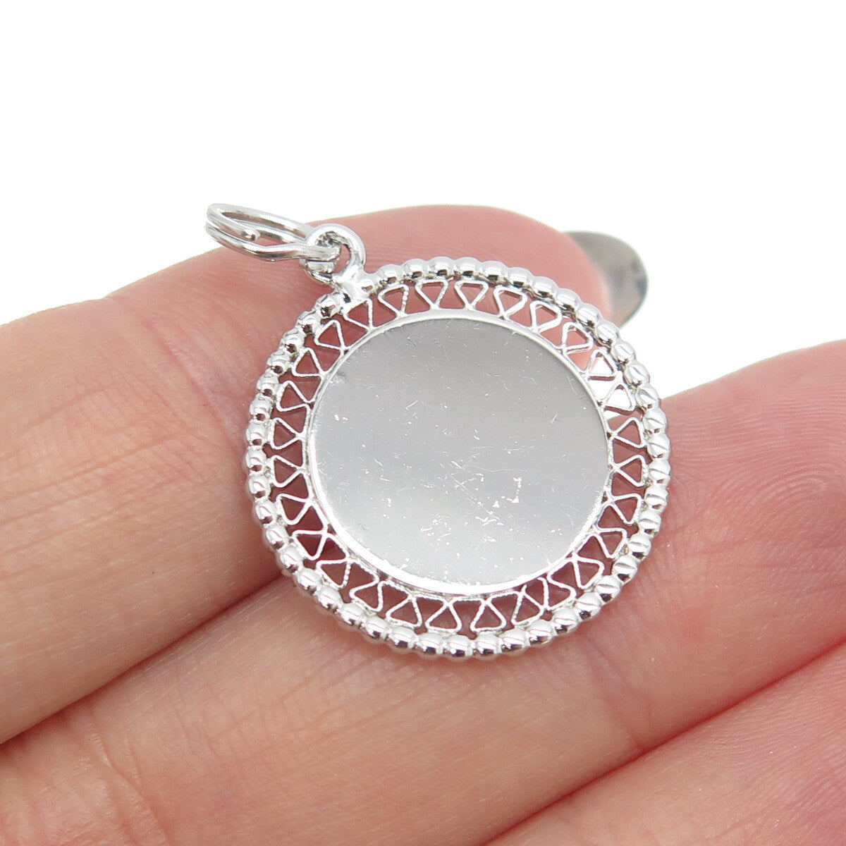925 Sterling Silver Vintage Boy Filigree Round Charm Pendant
