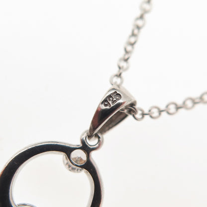 925 Sterling Silver Round-Cut C Z Circle of Life Cable Chain Necklace 18"